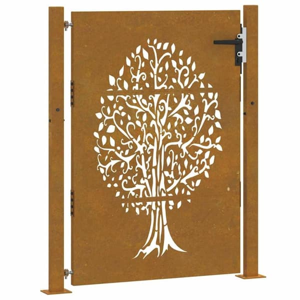 vidaXL havelåge 105x130 cm cortenstål trædesign