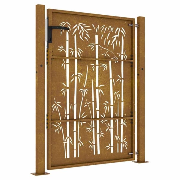 vidaXL havelåge 105x130 cm cortenstål bambusdesign