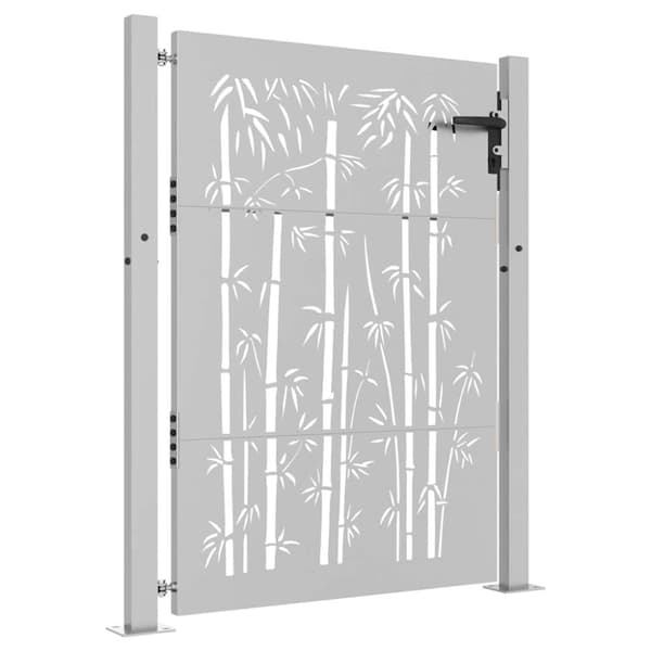 vidaXL Hageport 105x130 cm cortenstål bambusdesign