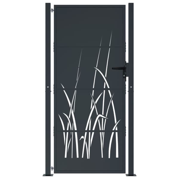 vidaXL havelåge 105x180 cm stål græsdesign antracitgrå