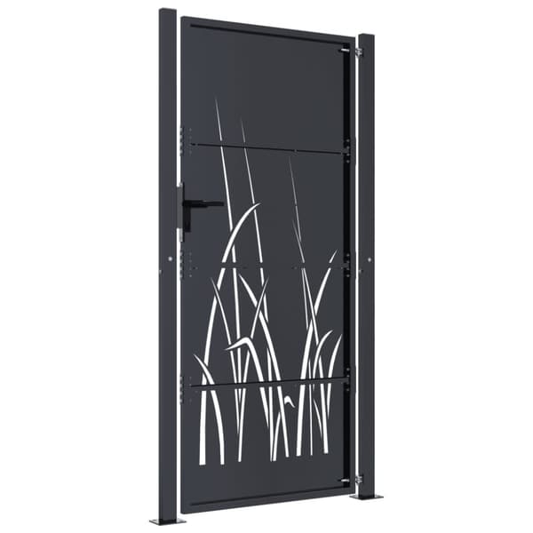 vidaXL havelåge 105x180 cm stål græsdesign antracitgrå