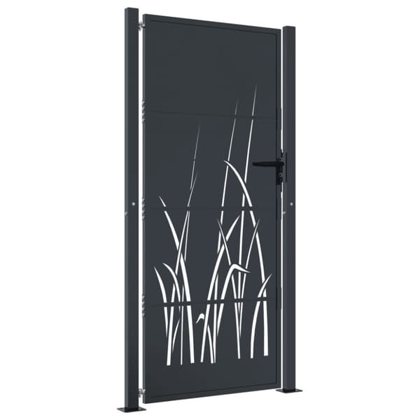 vidaXL havelåge 105x180 cm stål græsdesign antracitgrå