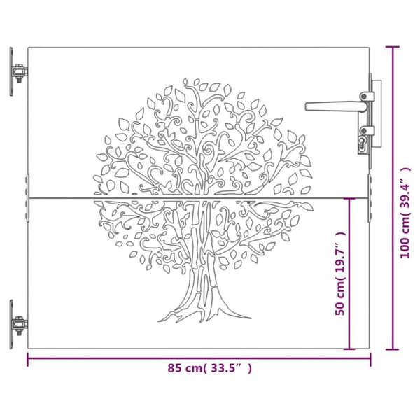 vidaXL havelåge 85x100 cm cortenstål trædesign