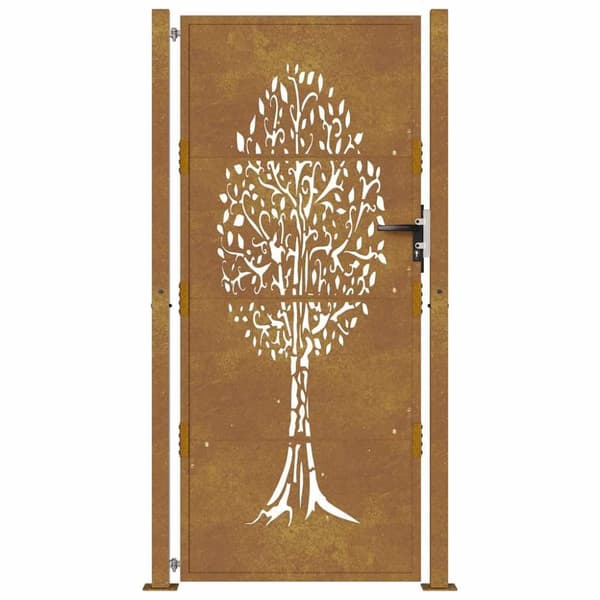 vidaXL havelåge 105x180 cm cortenstål trædesign