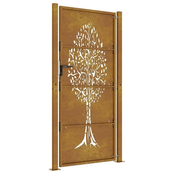 vidaXL havelåge 105x180 cm cortenstål trædesign