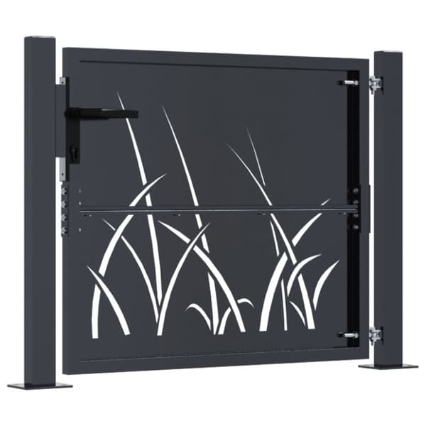 vidaXL Trädgårdsgrind antracit 105x105 cm stål gräsdesign
