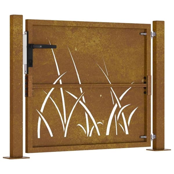 vidaXL havelåge 105x105 cm cortenstål græsdesign