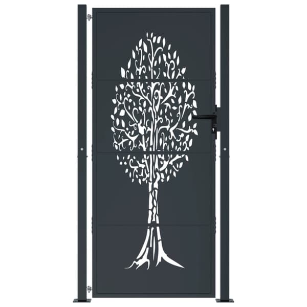 vidaXL havelåge 105x205 cm stål trædesign antracitgrå