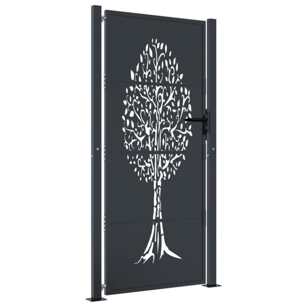 vidaXL havelåge 105x205 cm stål trædesign antracitgrå