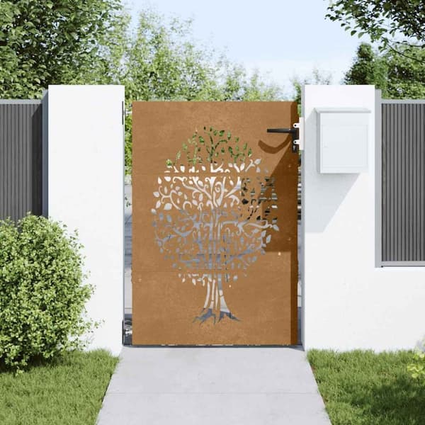 vidaXL Hageport 85x150 cm cortenstål tredesign