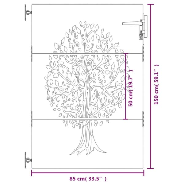 vidaXL havelåge 85x150 cm cortenstål trædesign