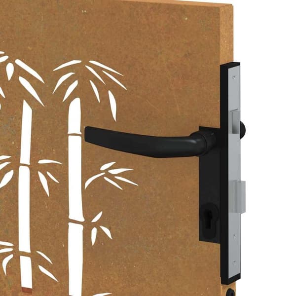 vidaXL Hageport 105x105 cm cortenstål bambusdesign