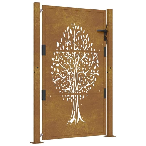 vidaXL Hageport 105x130 cm cortenstål tredesign