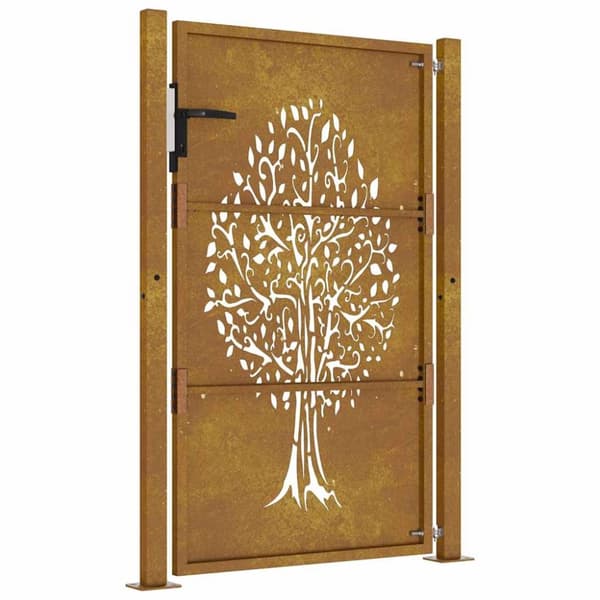 vidaXL Hageport 105x130 cm cortenstål tredesign
