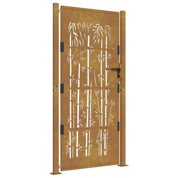 vidaXL Hageport 105x180 cm cortenstål bambusdesign