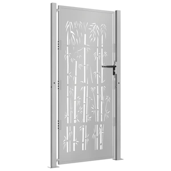 vidaXL Hageport 105x180 cm cortenstål bambusdesign