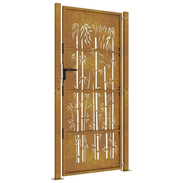 vidaXL Hageport 105x180 cm cortenstål bambusdesign