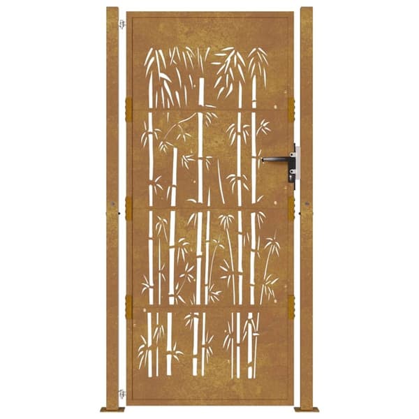 vidaXL Puutarhaportti 105x180 cm corten teräs bambukuvio