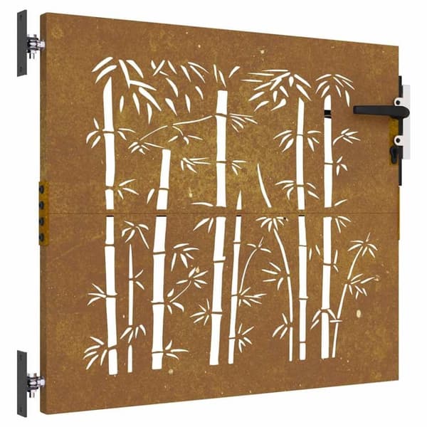 vidaXL Puutarhaportti 85x75 cm corten teräs bambukuvio