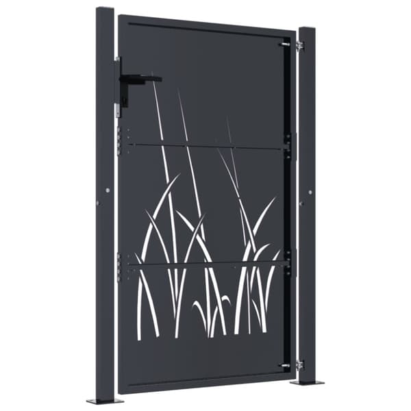 vidaXL Hageport antrasitt 105x155 cm stål gressdesign