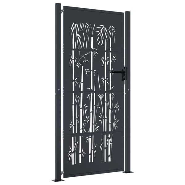 vidaXL havelåge 105x205 cm stål bambusdesign antracitgrå