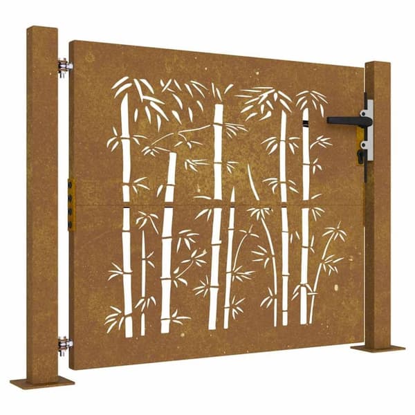 vidaXL Hageport 105x80 cm cortenstål bambusdesign