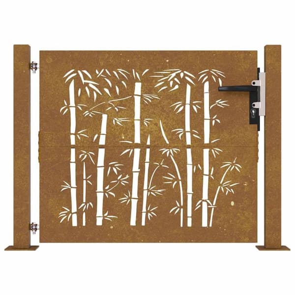 vidaXL Hageport 105x80 cm cortenstål bambusdesign