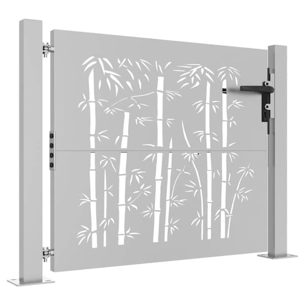 vidaXL Hageport 105x80 cm cortenstål bambusdesign
