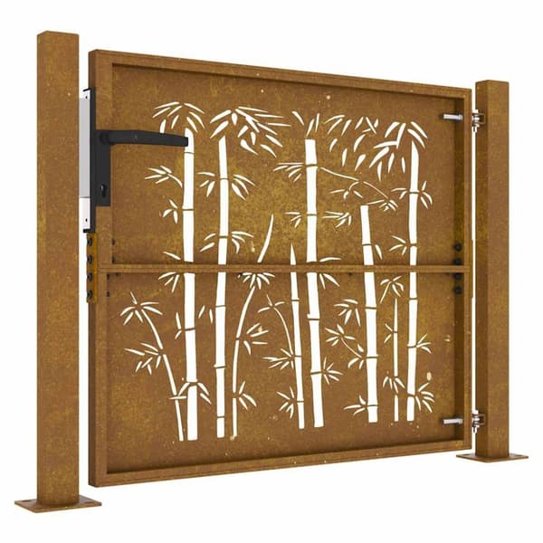 vidaXL Hageport 105x80 cm cortenstål bambusdesign
