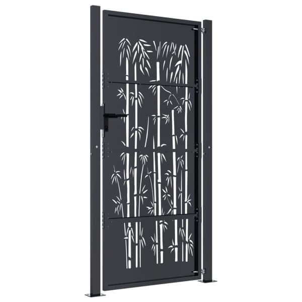 vidaXL Puutarhaportti antrasiitti 105x180 cm teräs bambukuvio