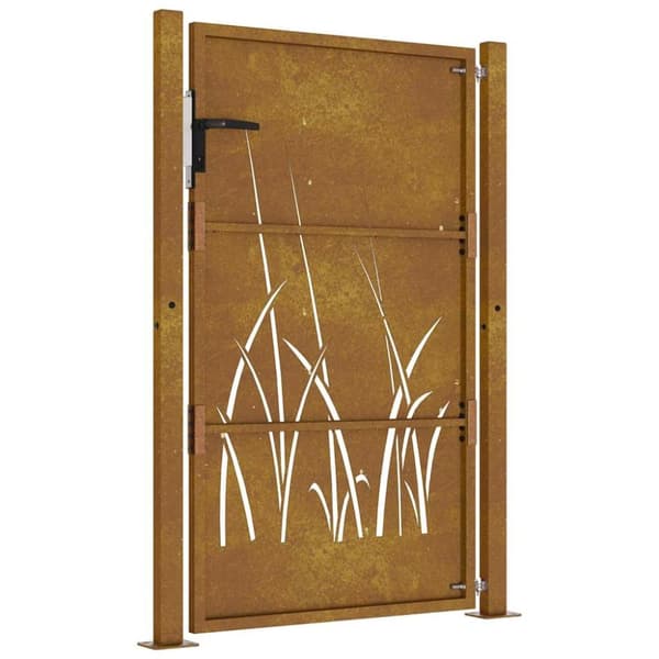 vidaXL Hageport 105x155 cm cortenstål gressdesign