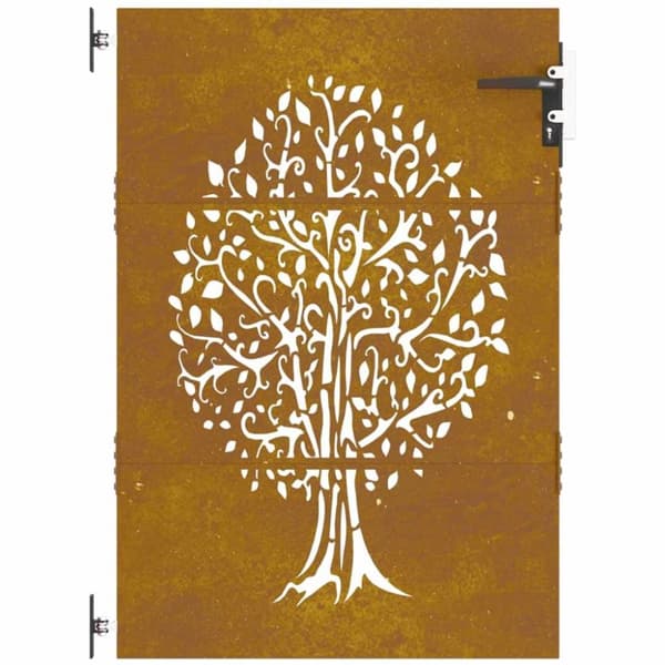 vidaXL Puutarhaportti 85x125 cm corten teräs puukuvio