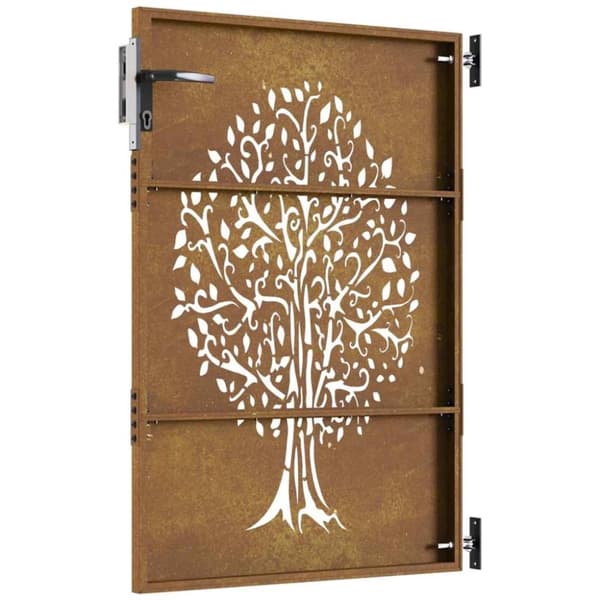 vidaXL Puutarhaportti 85x125 cm corten teräs puukuvio