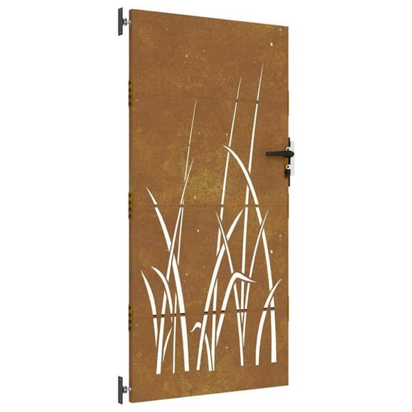 vidaXL Hageport 85x200 cm cortenstål gressdesign