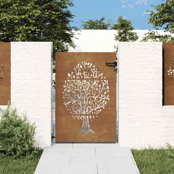 vidaXL Hageport 85x125 cm cortenstål tredesign