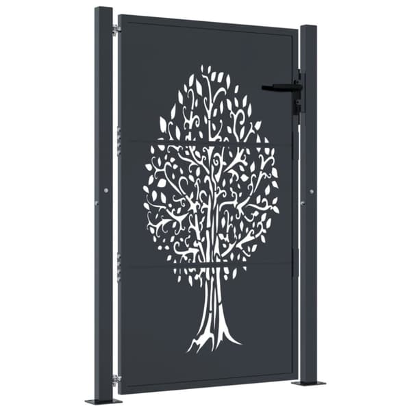 vidaXL Hageport antrasitt 105x130 cm stål tredesign