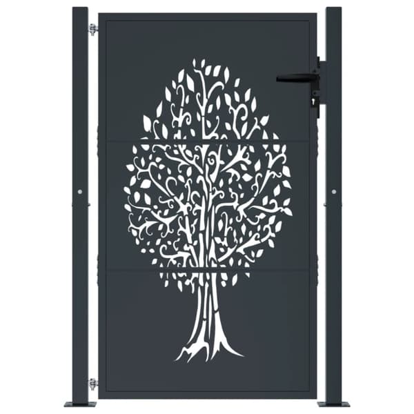 vidaXL havelåge 105x130 cm stål trædesign antracitgrå