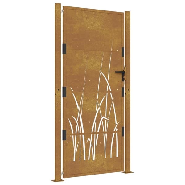 vidaXL Hageport 105x205 cm cortenstål gressdesign