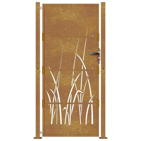vidaXL Hageport 105x205 cm cortenstål gressdesign