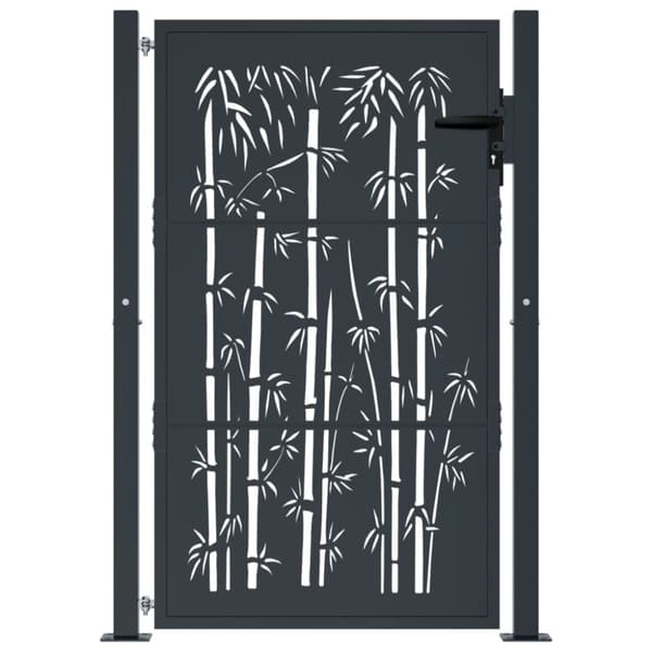 vidaXL Hageport antrasitt 105x130 cm stål bambusdesign