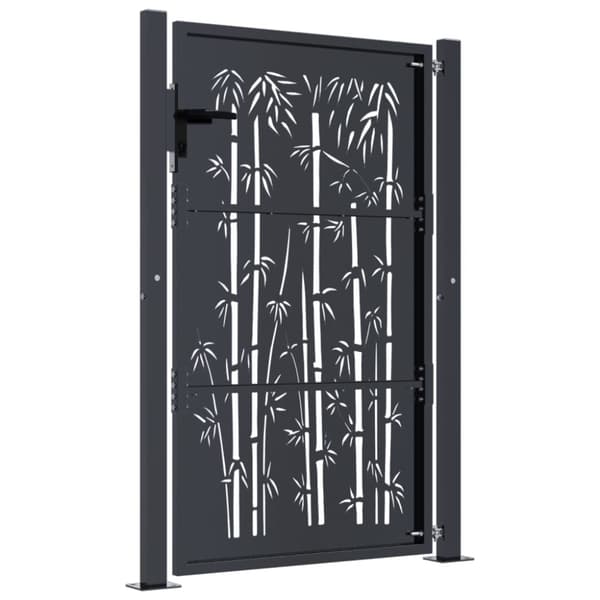 vidaXL Hageport antrasitt 105x130 cm stål bambusdesign