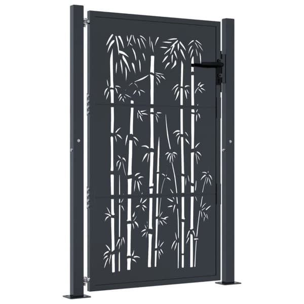 vidaXL Hageport antrasitt 105x130 cm stål bambusdesign