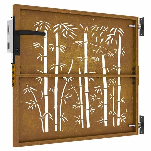 vidaXL Hageport 85x100 cm cortenstål bambusdesign