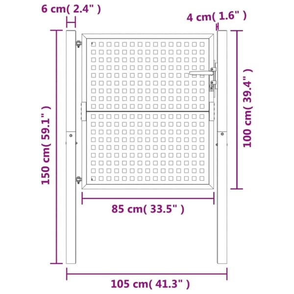 vidaXL Hageport antrasitt 105x150 cm stål