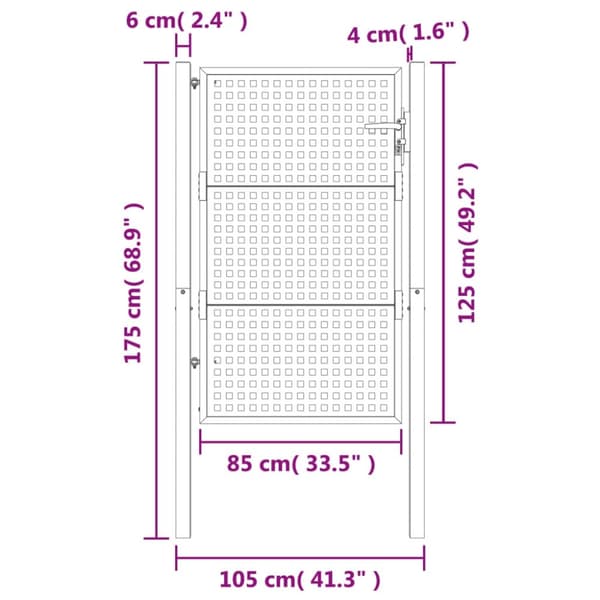 vidaXL Puutarhaportti antrasiitti 105x175 cm teräs