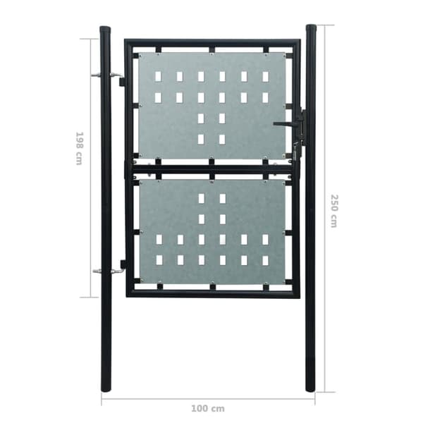 hegnslåge enkeltdørs 100x250 cm sort