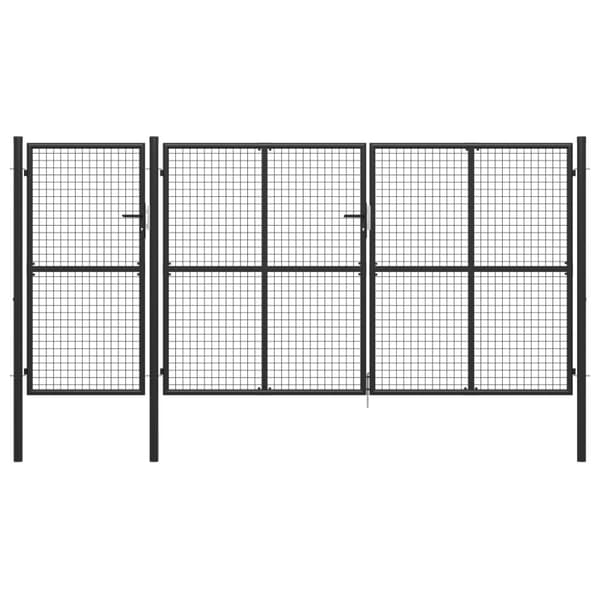 Puutarhaportti teräs 400x150 cm antrasiitti