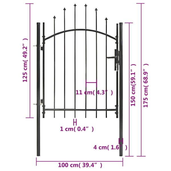 havelåge stål 1 x 1,75 m sort