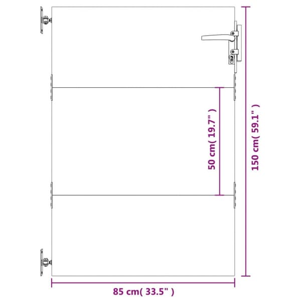 Puutarhaportti 85x150 cm corten teräs