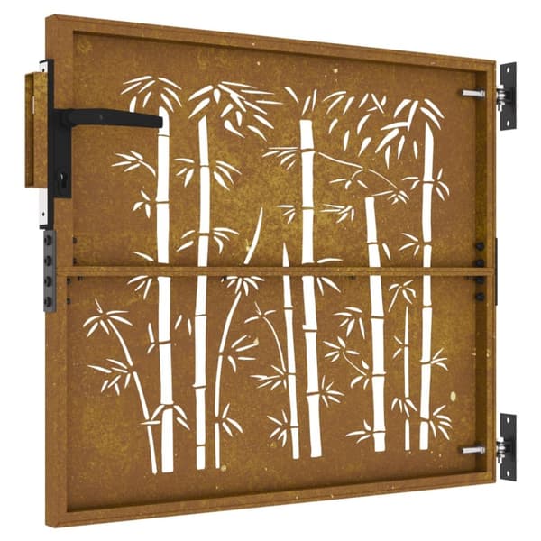 Puutarhaportti 85x100 cm corten teräs bambukuvio